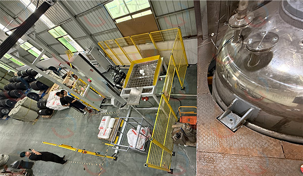 robotic arm feeding system in hot melt glue production line