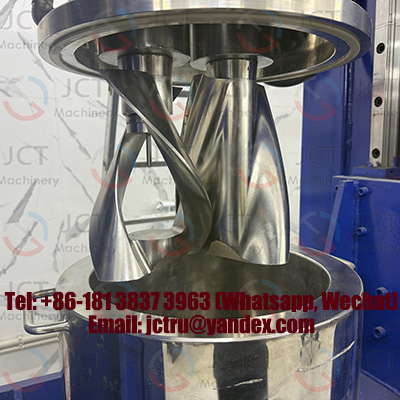 Вертикальная планетарная смесительная машина JCT industrial propellant с двумя планетарными лопастями, расположенными консольно сверху (взрывозащищенная конструкция, исключающая уплотнение нижнего вала)